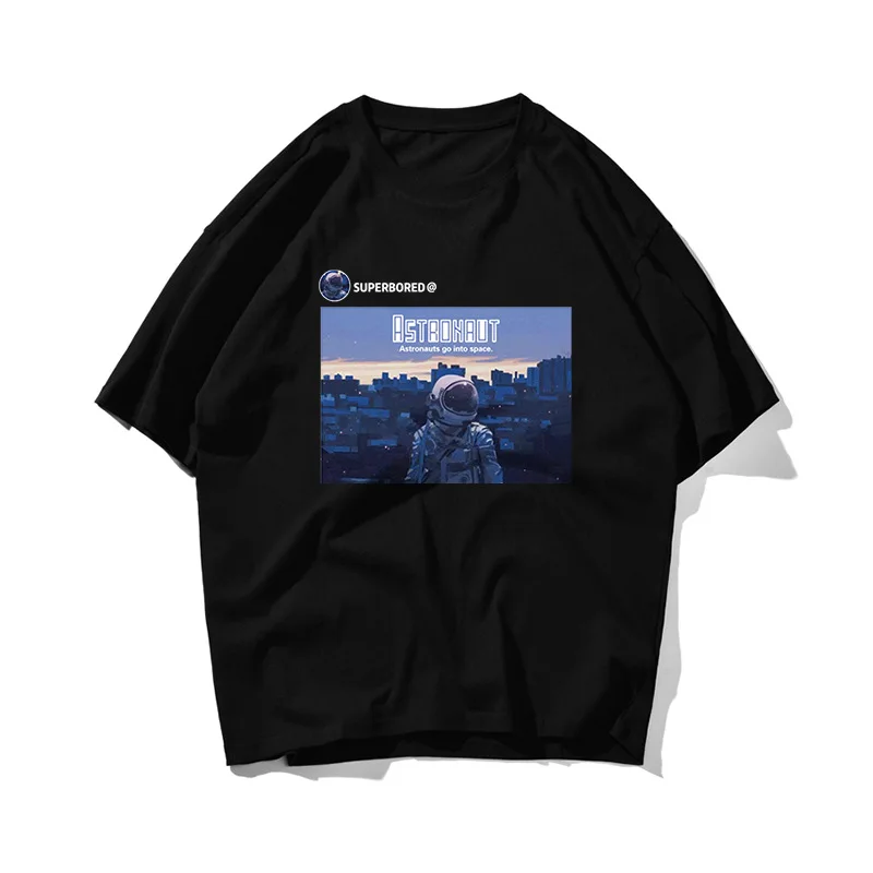 

Astronaut Future Hip Hop Oversize T Shirt Men Streetwear Printed Tshirt Short Sleeve Cotton Loose HipHop T-Shirt Couple 2021
