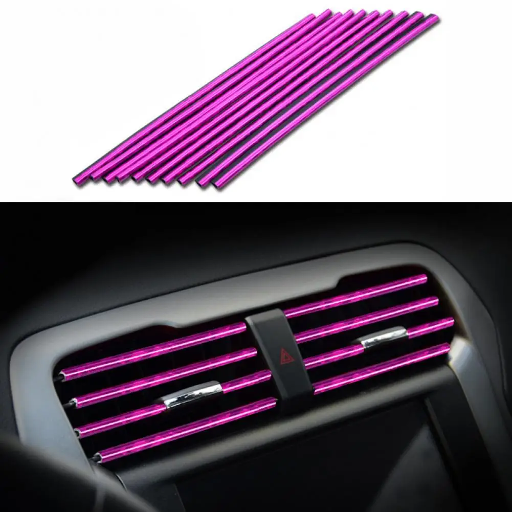 

10Pcs/Set Air Conditioning Vent Decorative Strip Bright Color Glossy Long-lasting PVC Automotive Vent Trim Strip for Car