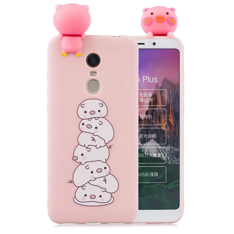 Etui on Xiaomi Redmi 5 Plus Case Cover Xiomi 3D Cartoon Panda Pig Unicorn Silicon for Capa | Мобильные телефоны и