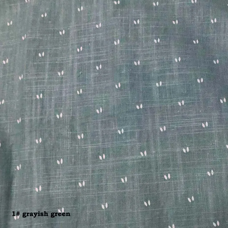 No1 grayish green Хлопок Slub серый светло розовый желтый маленькая печать тонкая ткань для лета DIY Топ Платье рубашка блузка Домашняя одежда ручной работы - Цвет: No1 grayish green