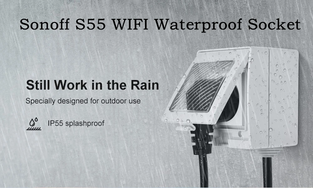 SONOFF S55 Wi Fi розетка умное водонепроницаемое приложение Vocie дистанционное