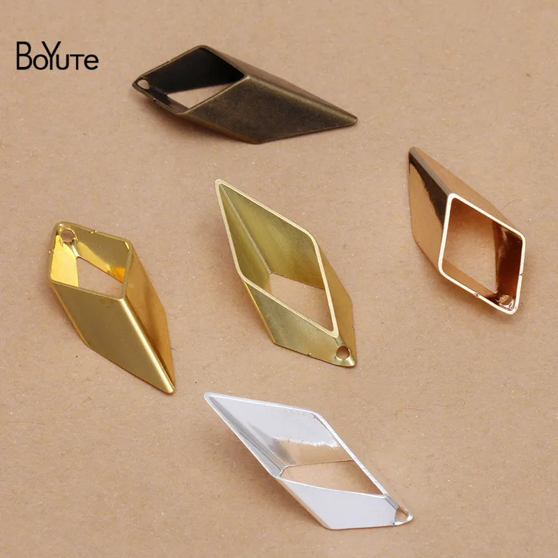 

BoYuTe (100 Pieces/Lot) 27*11MM Metal Brass Geometric Tube Charms Pendant Diy Handmade Jewelry Accessories
