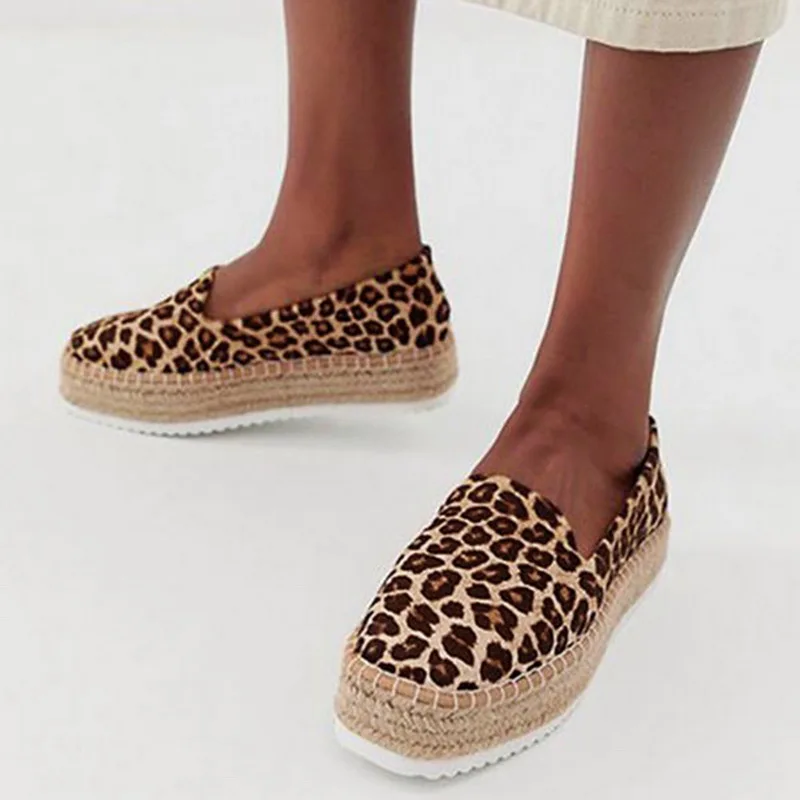 leopard C LASPERAL Эспадрильи из искусственной замши; повседневные лоферы; удобные женские балетки на плоской подошве; zapatos mujer - Цвет: leopard C
