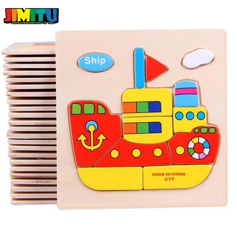 Деревянная 3D головоломка деревянные игрушки для детей мультфильм животных