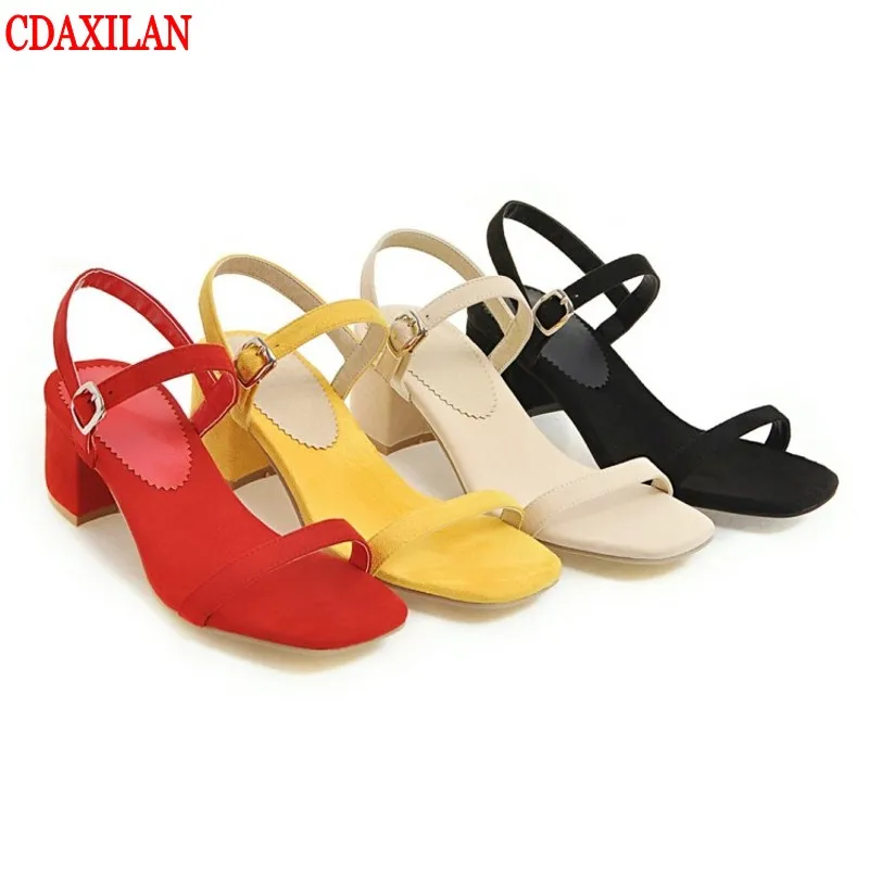 

CDAXILAN new arrivals sandals women's sexy square heels Mid-heels open toe sandals sweet ladies summer shoes