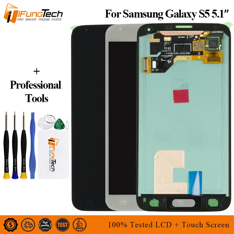 Оригинальный ЖК дисплей для samsung S5 G900F G900A G900P G900T G900V сенсорный экран дигитайзер +
