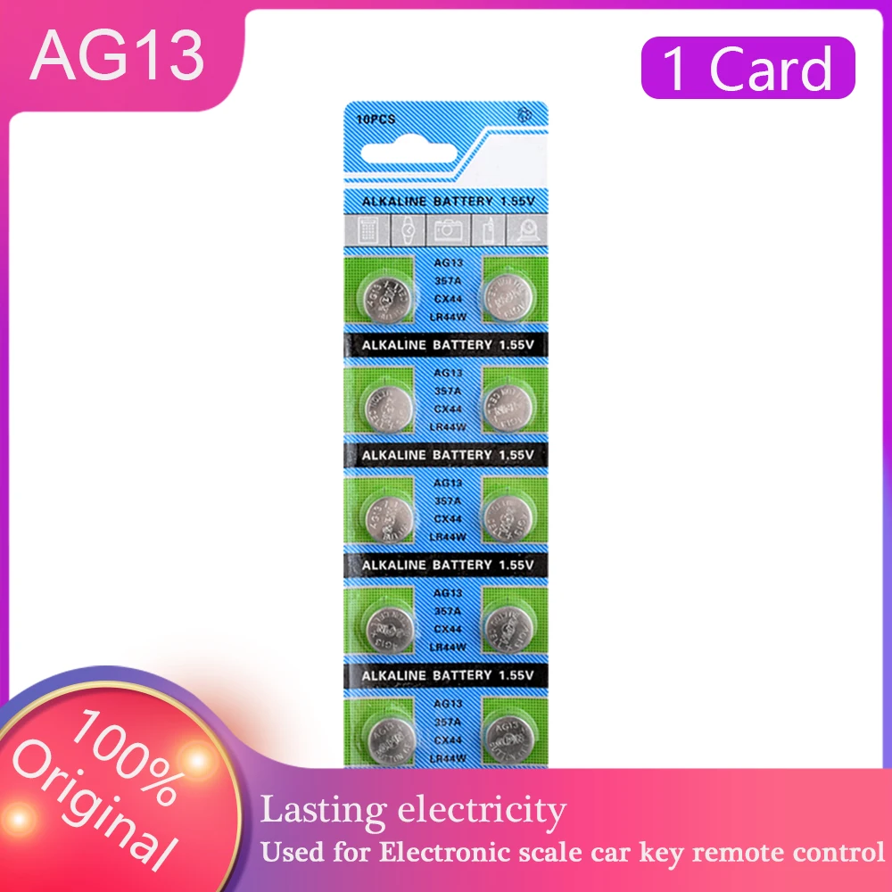 

10PCS/Pack YCDC AG13 Coin Cell AG 13 1.5V LR44 Battery L1154 RW82 357A S76E G13 Alkaline Button Batteries For Watch Calculator