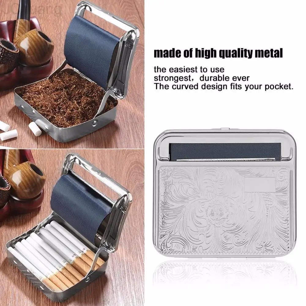 

NEW Creative Design Metal Automatic Cigarette Tobacco weed Smoking Smoke Roller Rolling Machine Box Case Tin 88*79*22mm