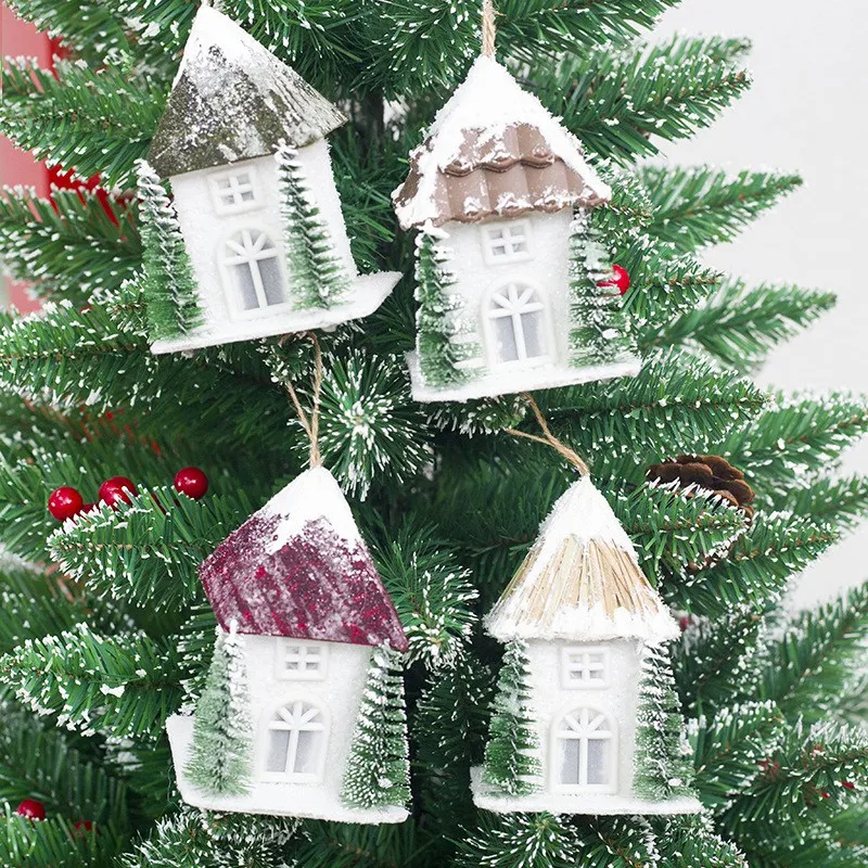 Рождественский Снежный кулон в виде домика деревянный домик креативный