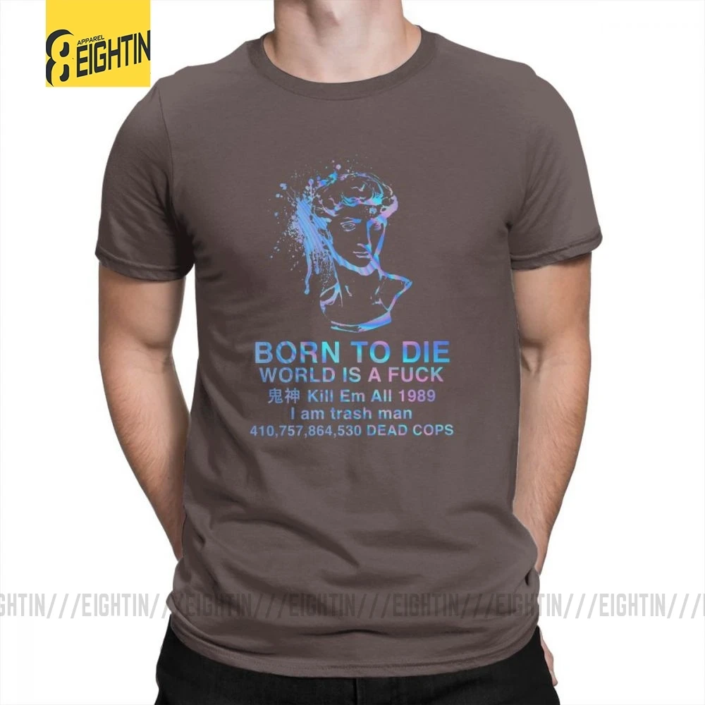 Vaporwave, футболки, Born to Die, футболки, большой размер, хлопок, мужские футболки с круглым воротником, графические, короткий рукав, стильные, уникальные - Цвет: Коричневый