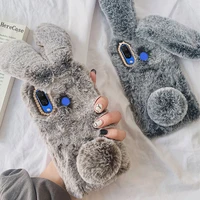 rabbit silicone phone case for samsung galaxy s7 edge s8 s9 s10 plus s20 s21 ultra fe plush fur cover for samsung note 20 10 9 8