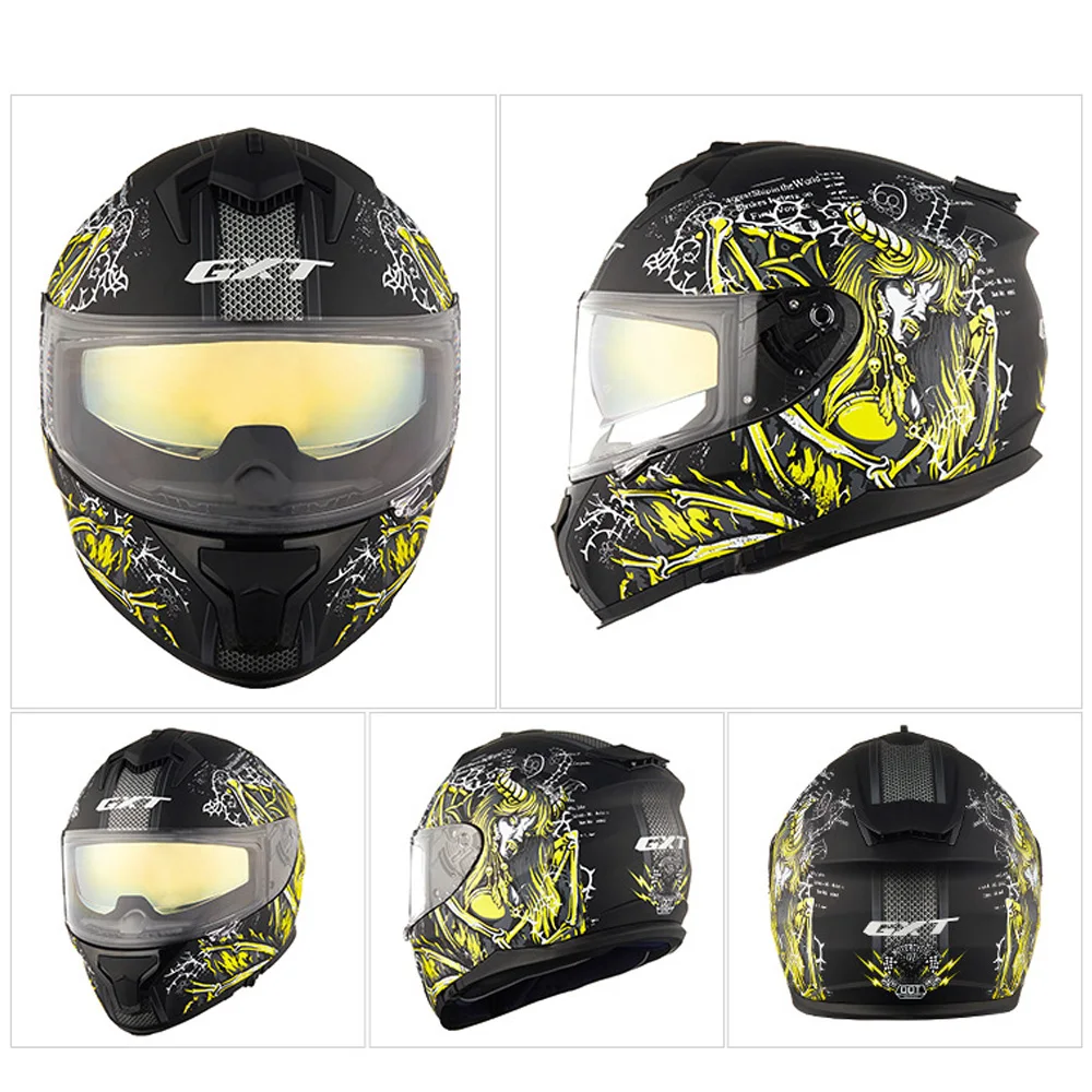 Мотоциклетный шлем GXT на все лицо мотоциклетные шлемы с двойным козырьком