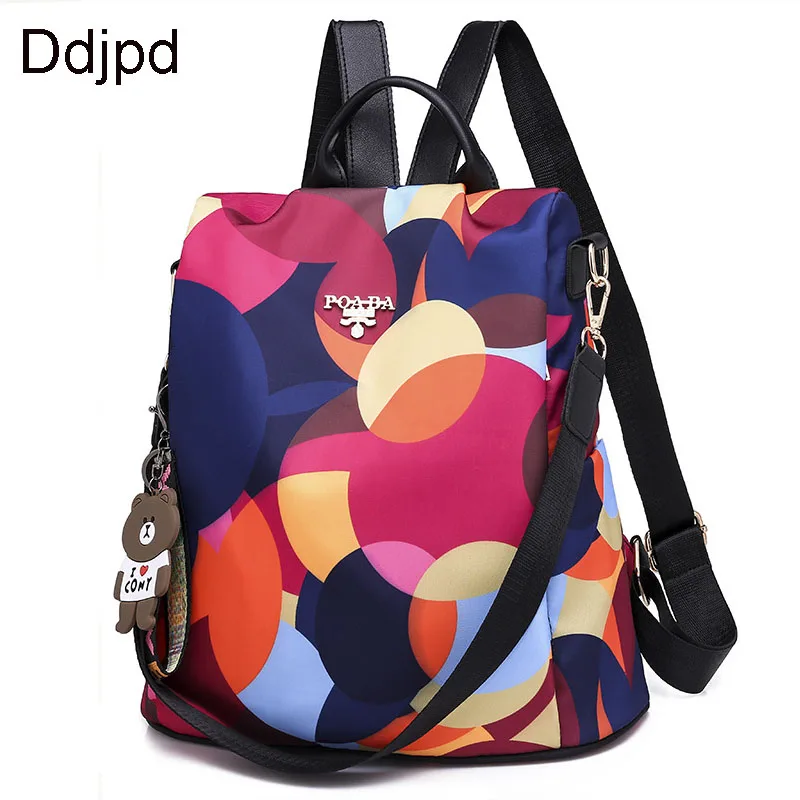 Модный женский рюкзак из ткани Оксфорд, женская сумка на плечо, повседневная школьная сумка для девочек, дорожный ранец с защитой от кражи, с...