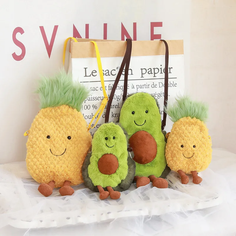

Super Soft Avocado Doll Baby Backpack Cute Stuffed Toy Plush Fruit Avocado Pineapple Crossbody Bag Coin Purse Gift Toy For Girl