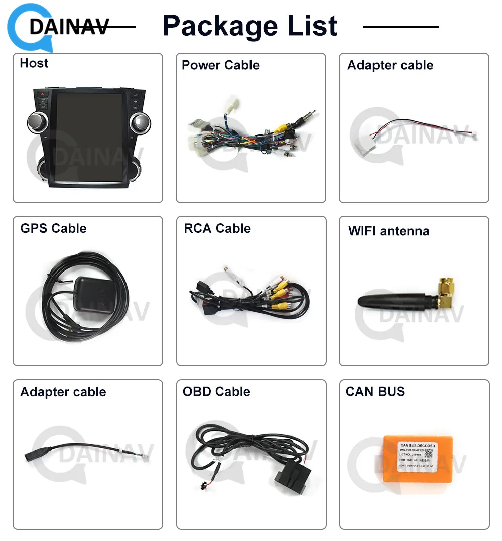 

car radio DvD player 12.1 inch vertical screen for TOYOTA highlander 2008-2013 support carplay pure around view camera