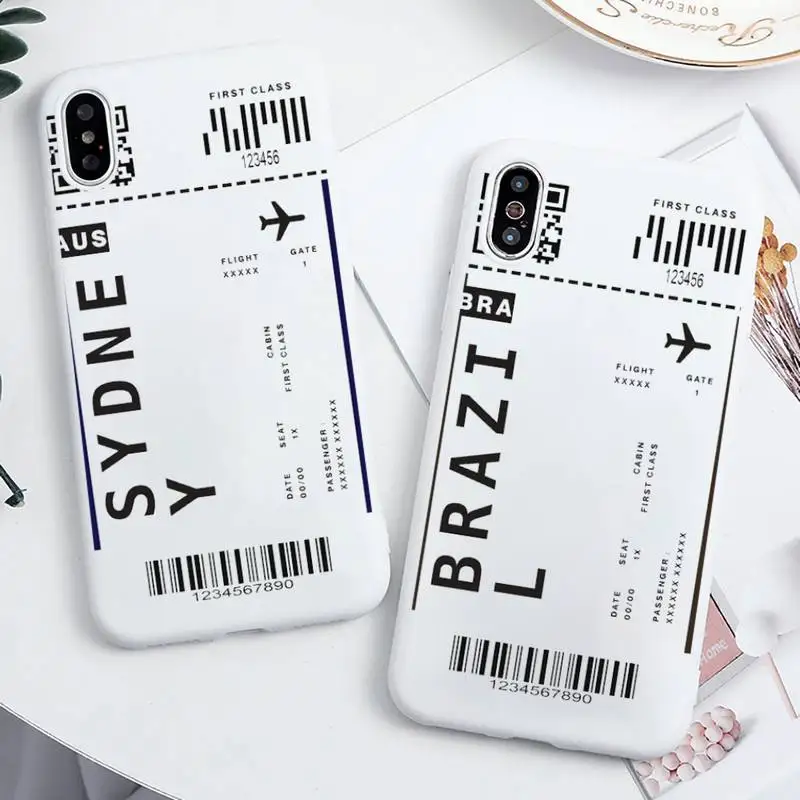 

AIR Tickets Travel Label Country Phone Case Candy Color for iPhone 11 12 mini pro XS MAX 8 7 6 6S Plus X 5S SE 2020 XR