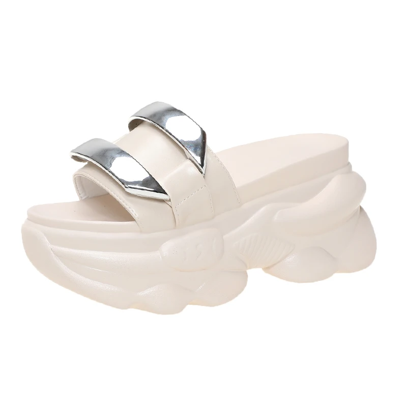 Сандалии женские на платформе пляжная обувь шлепанцы средний каблук тапочки