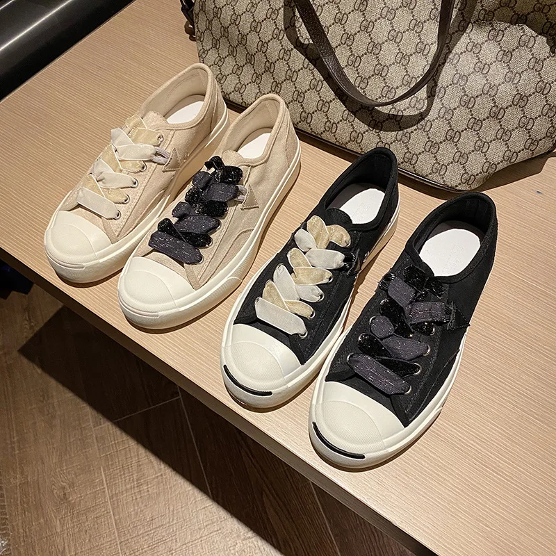 

Women Casual Lace Up Loafers For Ladies Fashion Sweet Flats Shoes Woman Leisure Cotton Fabric Breathable Footwear Spring