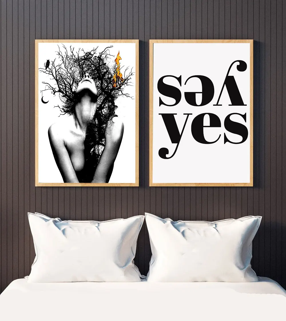 Черно белый тканевый плакат украшение в скандинавском стиле мотивационное