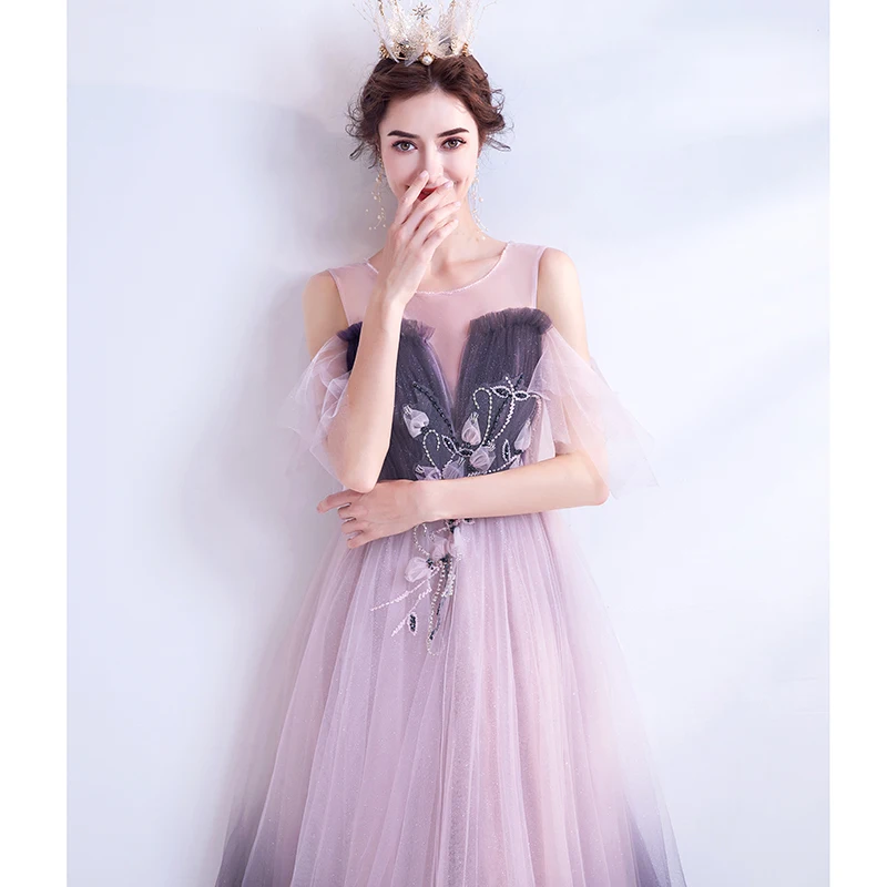 SSYFashion новинка мечта градиентное розовое фиолетовое вечернее платье без рукавов