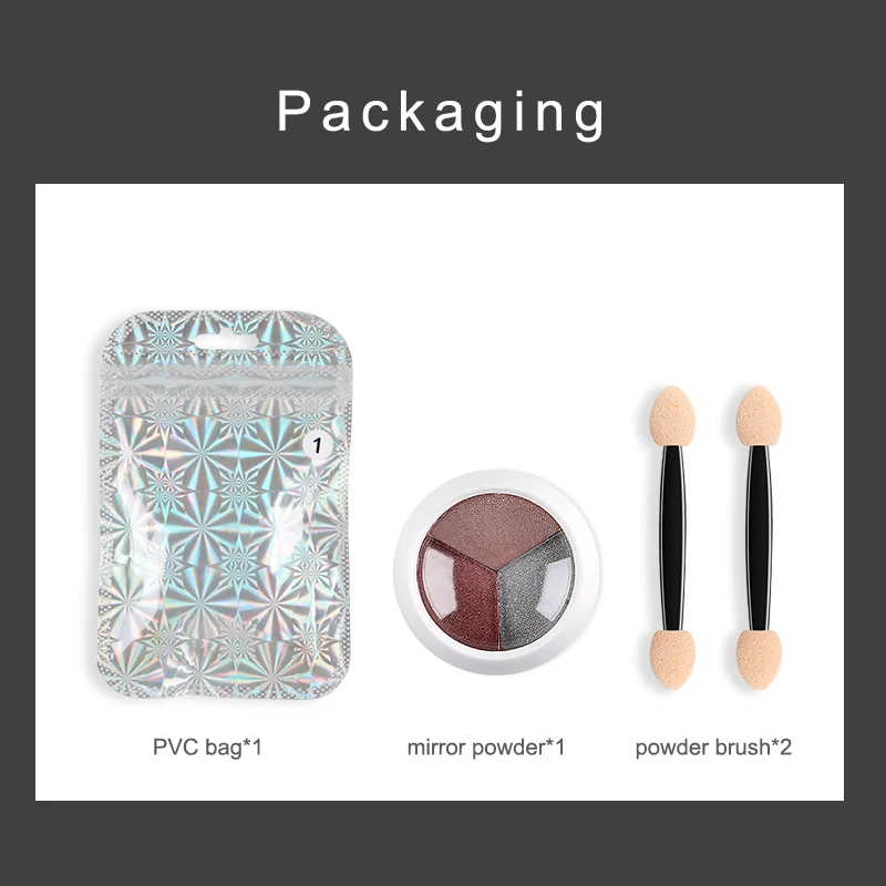 Смешанный Блестящий Порошок для металлического эффекта 3 цвета твердый пигмент