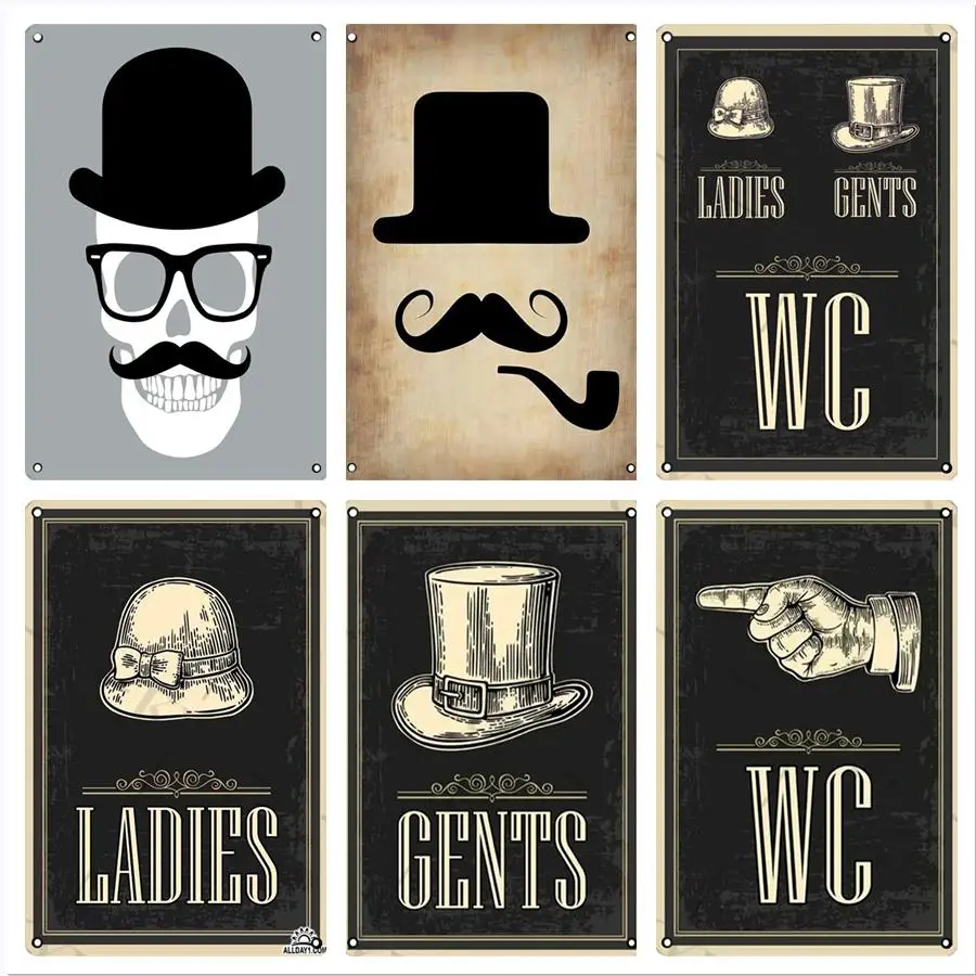 

Туалетный знак винтажный унитаз для женщин и мужчин, металлический постер, туалетный столик, настенный светильник, декор для бара, бистро, к...