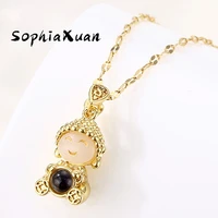 sophiaxuan doll cute pendant necklaces stone pendant projection heart sutra text necklace for women lucky amulet wholesale