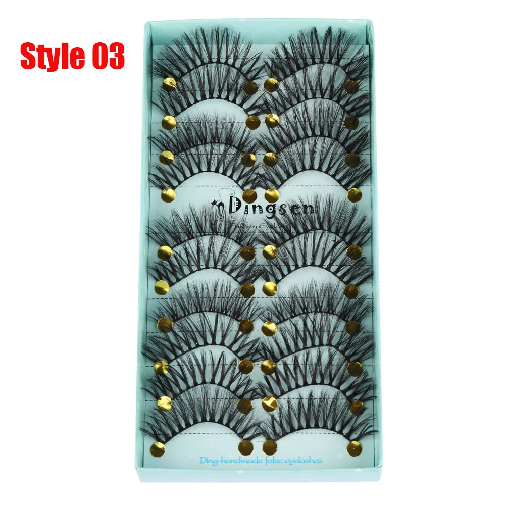 Style 03 10 пар 3D Мягкие искусственные норковые накладные ресницы натуральные грязные ресницы перекрещивающиеся пушистые ресницы инструменты для макияжа глаз - Цвет: Style 03