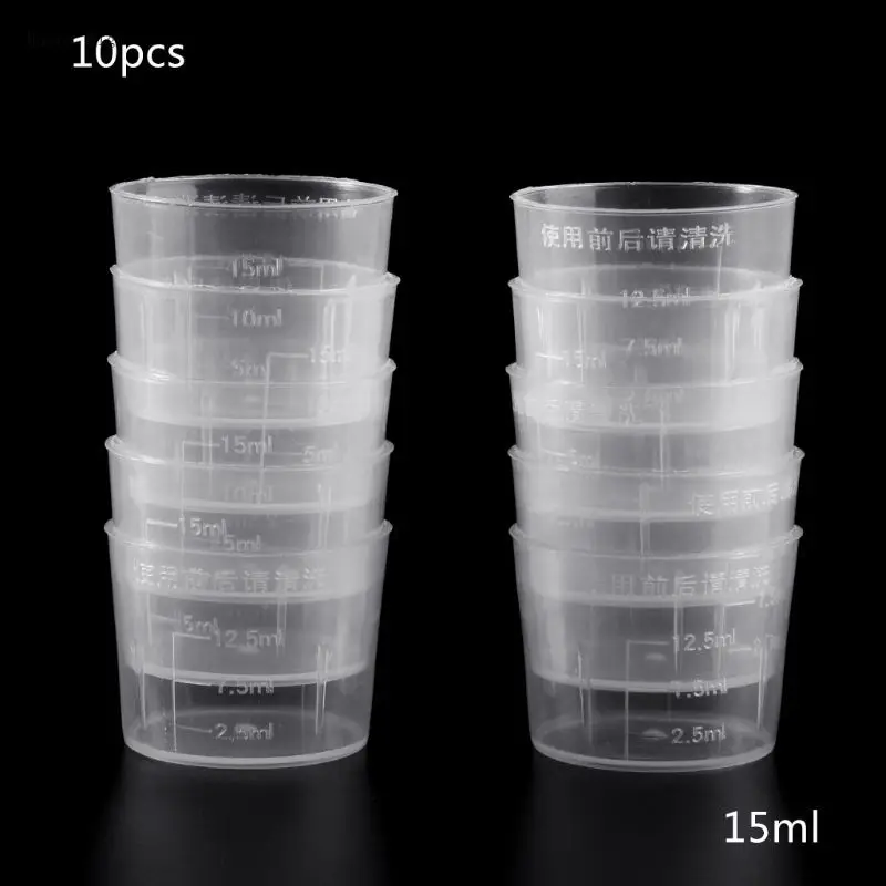 

10Pcs 15ml Clear Plastic Measuring Cup Graduated Measure Beaker Measuring Medicine Cups For Lab measuring in gram