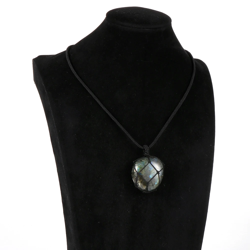 Женское и мужское ожерелье с подвеской из натурального Лабрадорита лунного