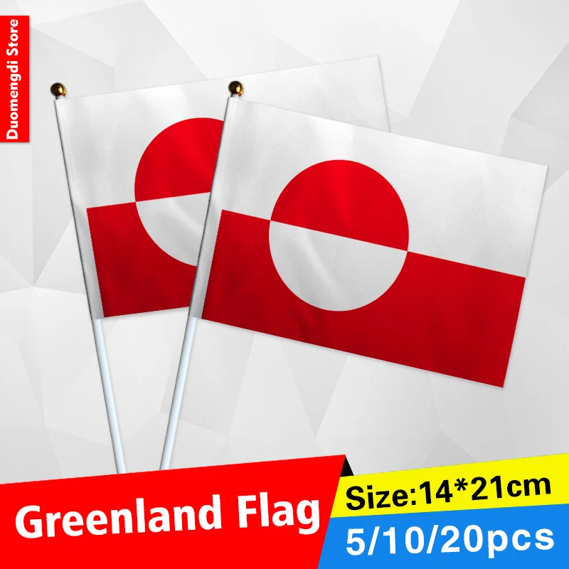 Гренландский национальный флаг машущий руками с шестом для рекламы украшение на