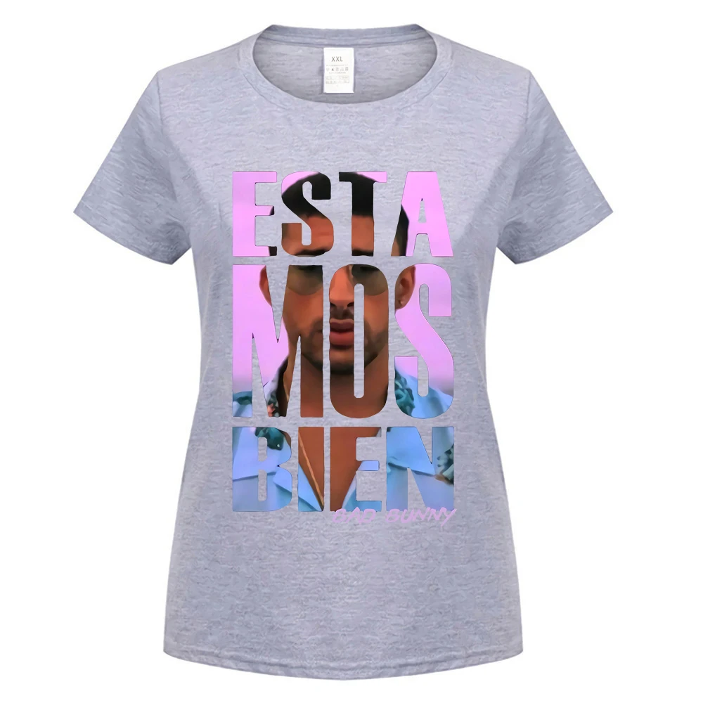 women gray Estamos Bien Bad Bunny Reggaeton испанская ловушка Regueton футболка брендовая одежда футболка - Цвет: women gray