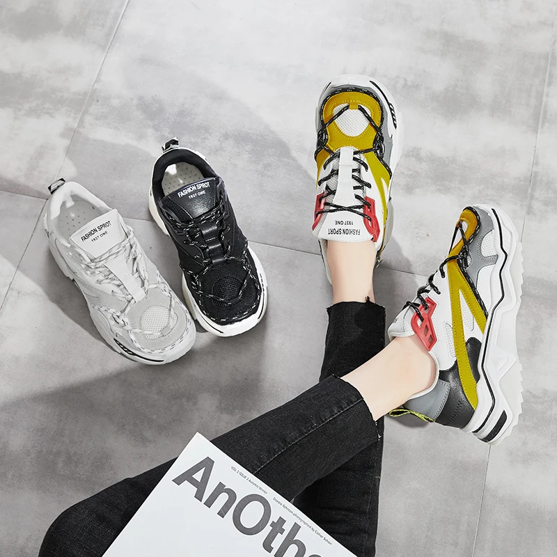 

Кроссовки женские, на толстой подошве, в стиле ретро