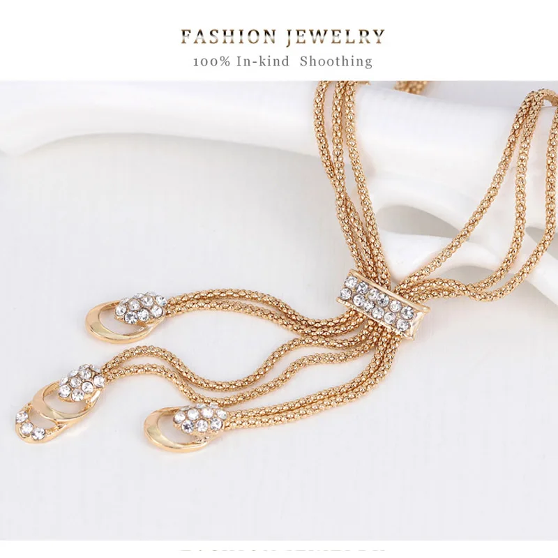 Женский ювелирный комплект из колье серёг и браслета с кристаллами|Ювелирные