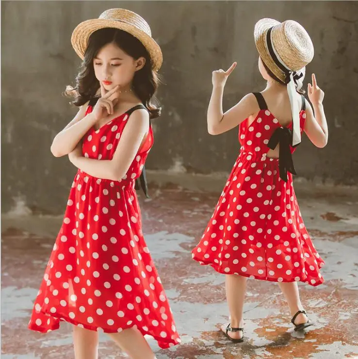 Детское шифоновое платье в горошек без бретелек на возраст 4 6 810 12 14 лет | Детская