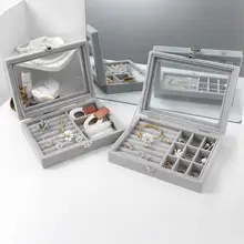 Hot sale Gray Velvet Ring Multi Jewelry Boxes Packaging Earring Bracelet Necklace or other Ornaments Storage Jewellery Organizer