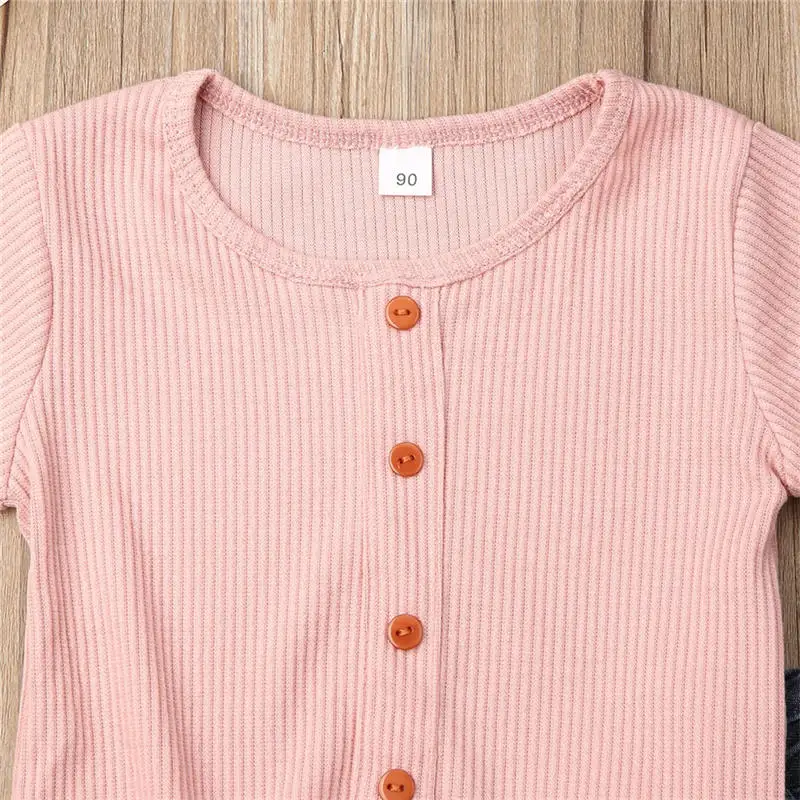 2019 комплект одежды для маленьких девочек одежда детей розовый вязаный хлопковый