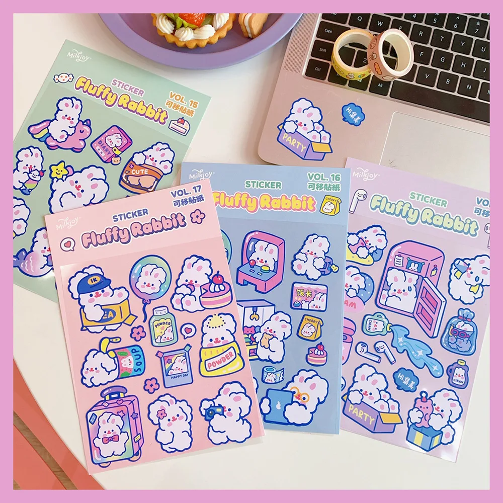 

Yisuremia 1pc Lovely Fluffy Rabbit Kawaii Stickers For Scrapbooking DIY Ablum Diary Notebook Decorative Stationery Sticker