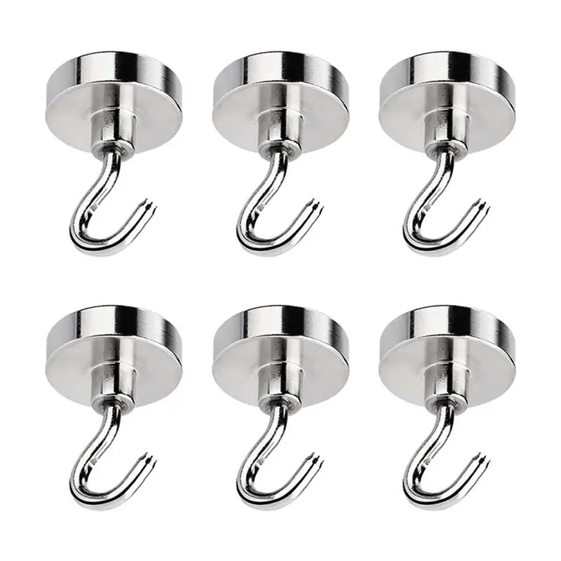 

6 Pcs Strong Magnetic Hooks Heavy Duty Wall Hooks Hanger Key Coat Cup Hanging Hanger for Home Kitchen Storage Organization