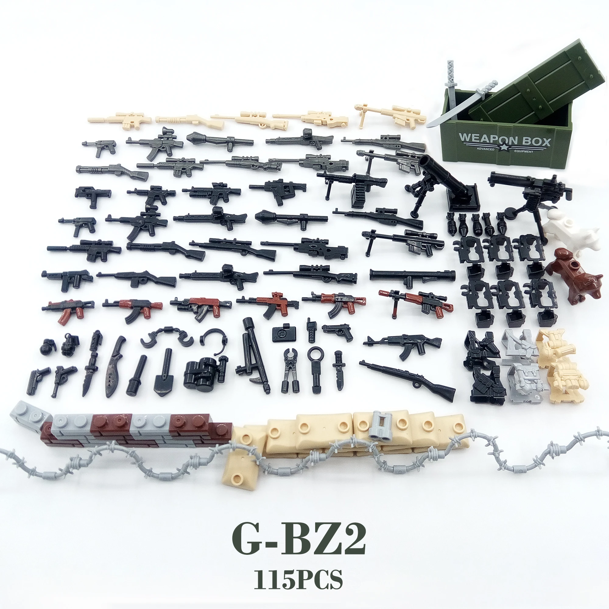 Набор оружия 115 шт. военные детали фигурки солдат оружие война Playmobil строительные