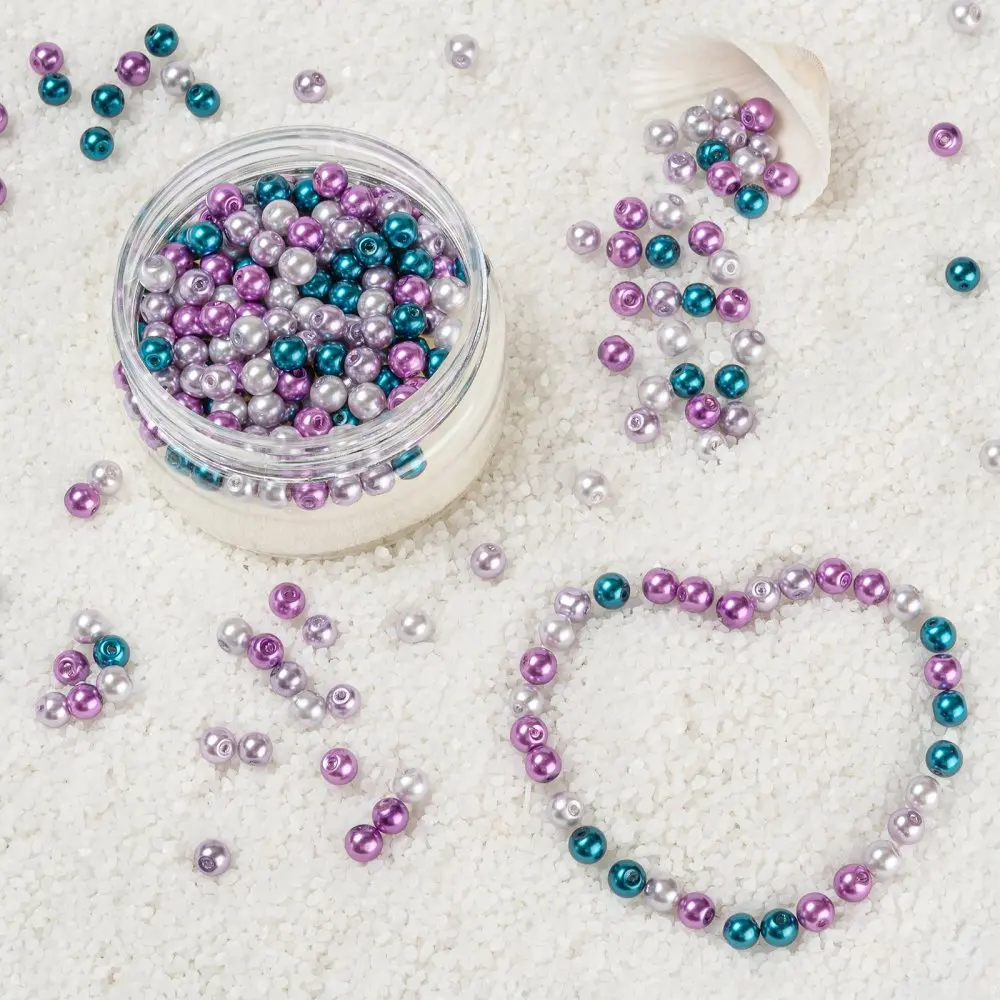 300pcs/Box Christmas Theme Baking Painted Glass Pearl Round Beads 6~7mm for Fashion jewelry making DIY Accessories Mix Color | Украшения и