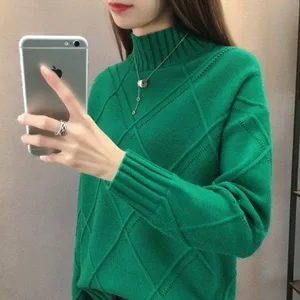 Свитер Женский вязаный с высоким воротом, осень 2019