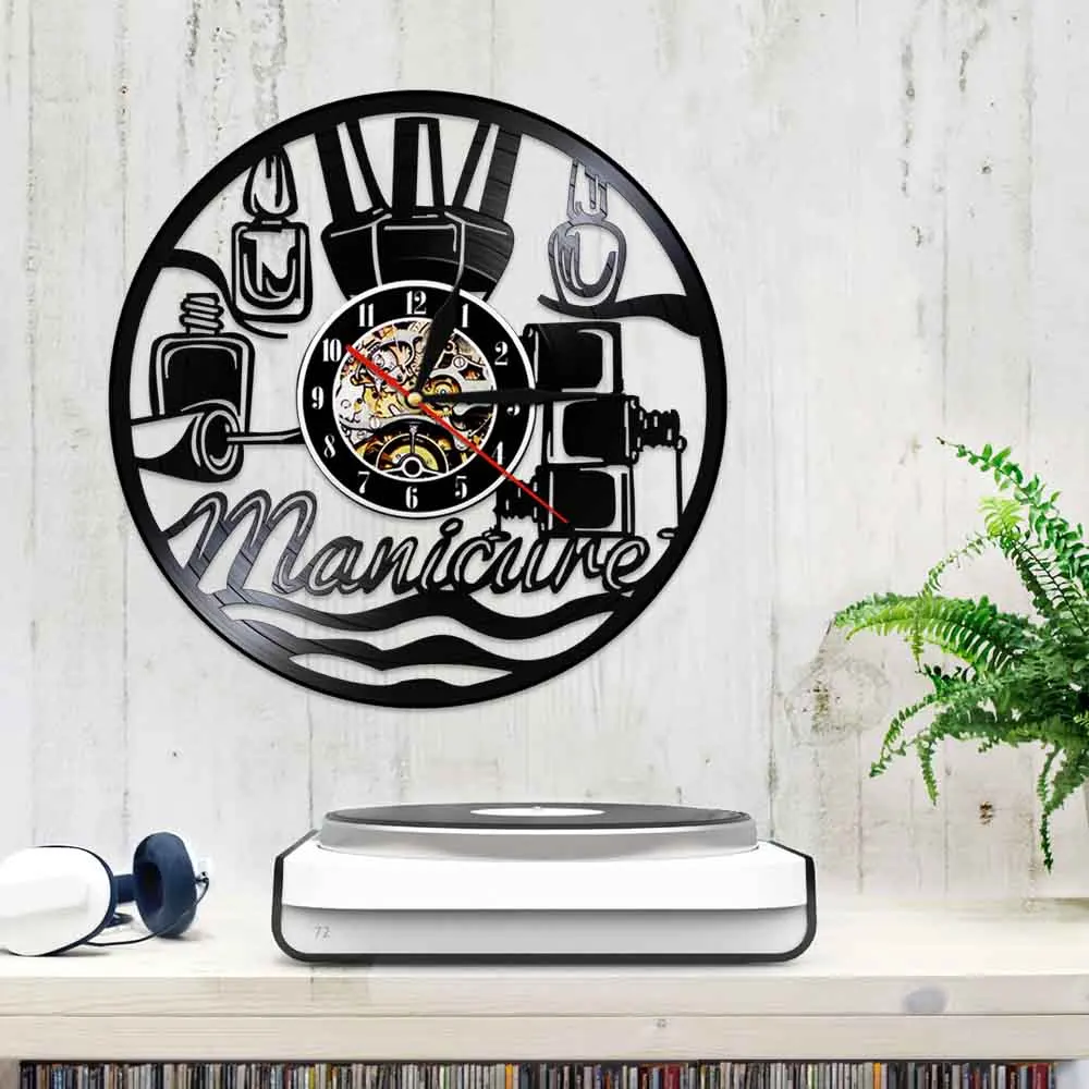 Настенные часы с виниловой пластиной для маникюрного салона|wall clock|record wall clockvinyl