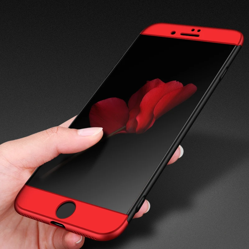 Защитный чехол на весь корпус для iPhone 7 Plus 8 5 6 360 Жесткий Чехол 6S 8Plus + стеклянная