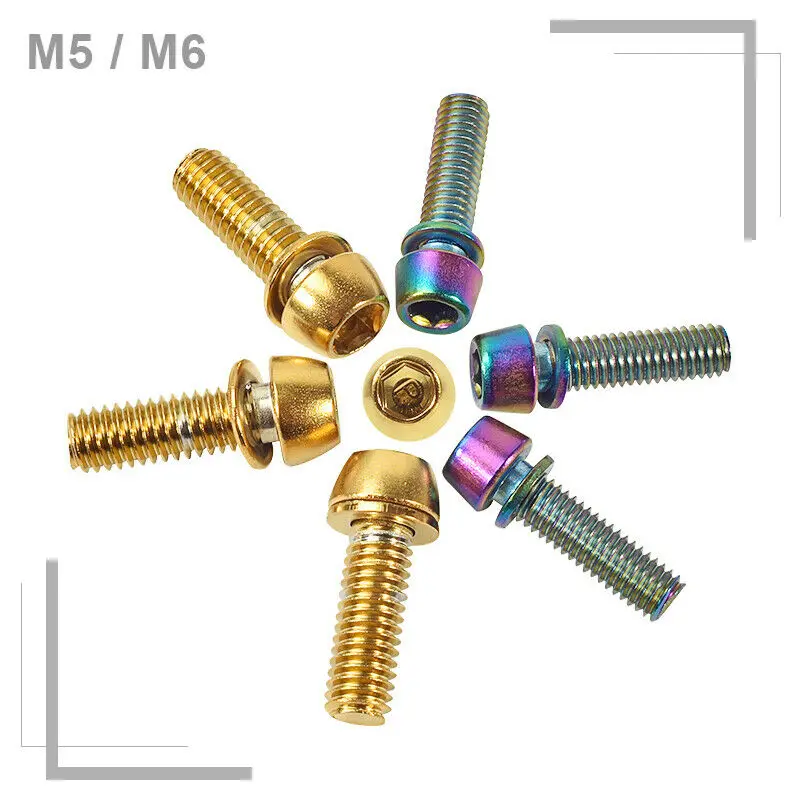 Титановый шток M5/M6 MTB велосипед титановый покрытый дорожный горный велосипедный руль из нержавеющей стали винт велосипедные аксессуары