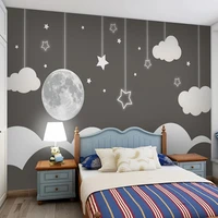 hand painted cartoon night sky moon stars photo custom 3d mural wallpaper for kids bedroom living room wall paper home decor