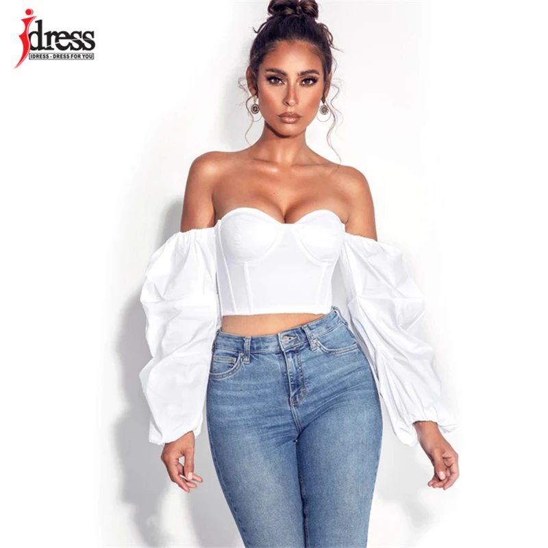 IDress ярко-белого и синего цвета сексуальный топ сплошной корсет с пластинками