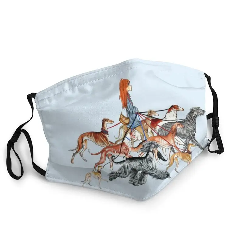 

Walking The Sighthounds Reusable Mouth Face Mask Adult Greyhound Whipppet Dog Mask Anti Dust Protection Cover Respirator Muffle