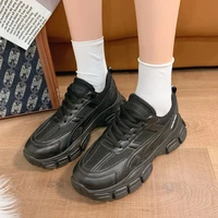 women platform sneakers leather casual ladies chunky shoes 2021 white woman high black fashion brand thick soled wedge sneakers