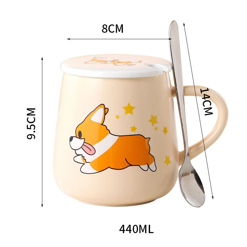 Кружка Керамическая с крышкой и ложкой 400 мл|Кружки| |